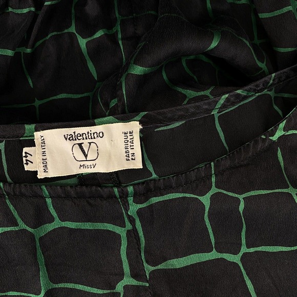 Valentino Black and Green Croc Print Blouse - Picture 3 of 8